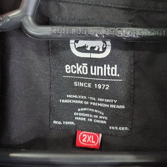 Mens Black Ecko Unltd Shirt Long Sleeve Button-Up Front Pockets Size 2XL - Picture 7 of 13